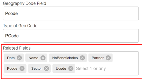 Adding related tables, with the chosen fields box highlighted