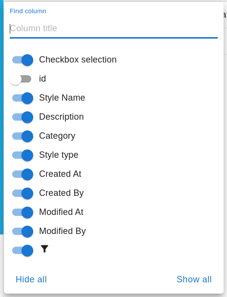 Show Columns